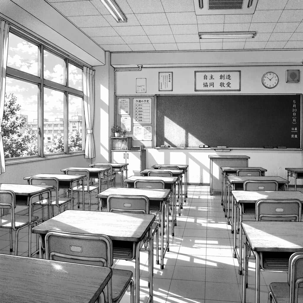 【作例】教室・街・部屋など、定番の背景がすぐ作れます