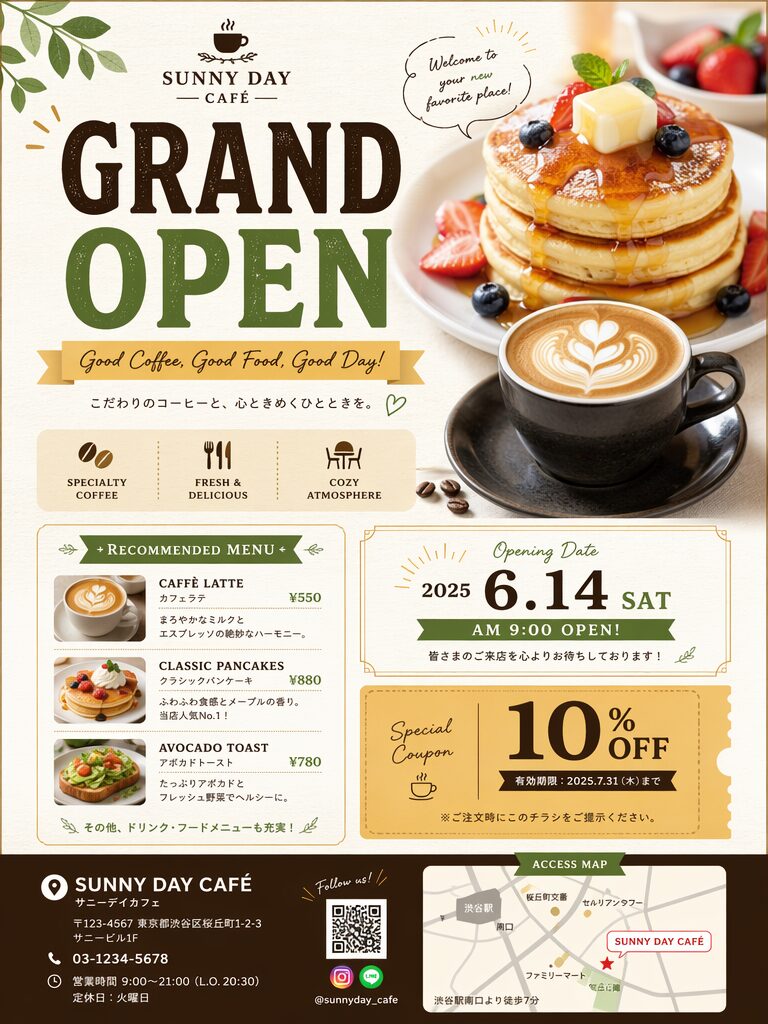 【作例①】飲食店の販促チラシもまるごと作れます