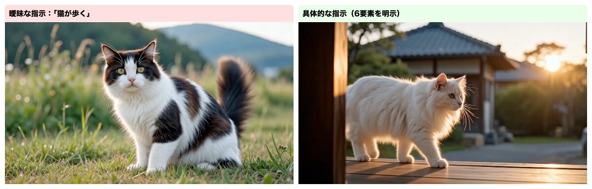 まず結果：同じ「猫」でここまで変わります