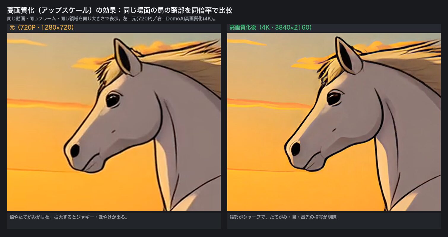 結果:輪郭・毛流れ・目がはっきりシャープに
